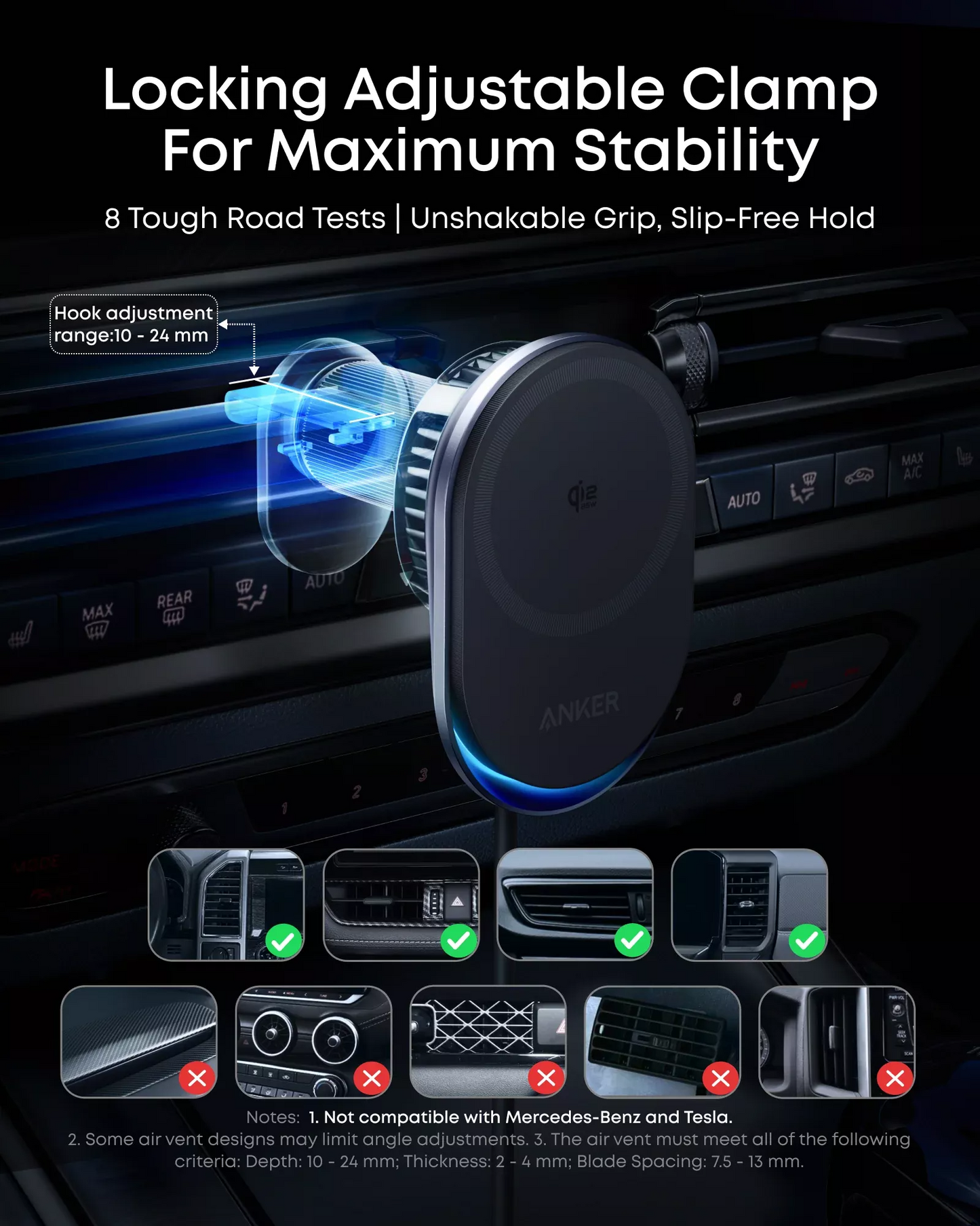 Anker Prime MagGo AirCool Kfz-Wireless-Ladegerät, 25W, Schwarz B2933H11