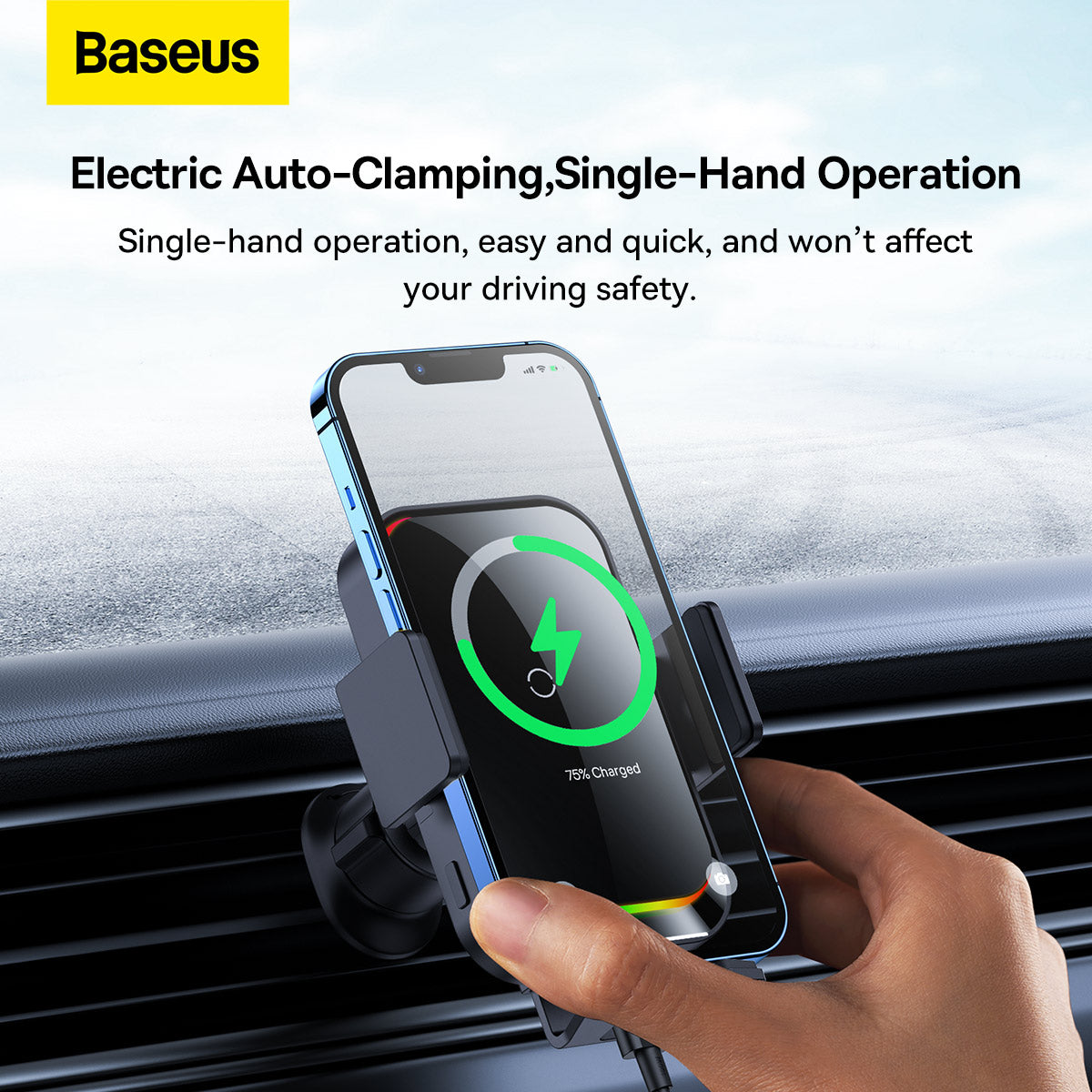 Kfz-Ladegerät Wireless Baseus Halo, 15W, 1.67A, Schwarz SUDD000001