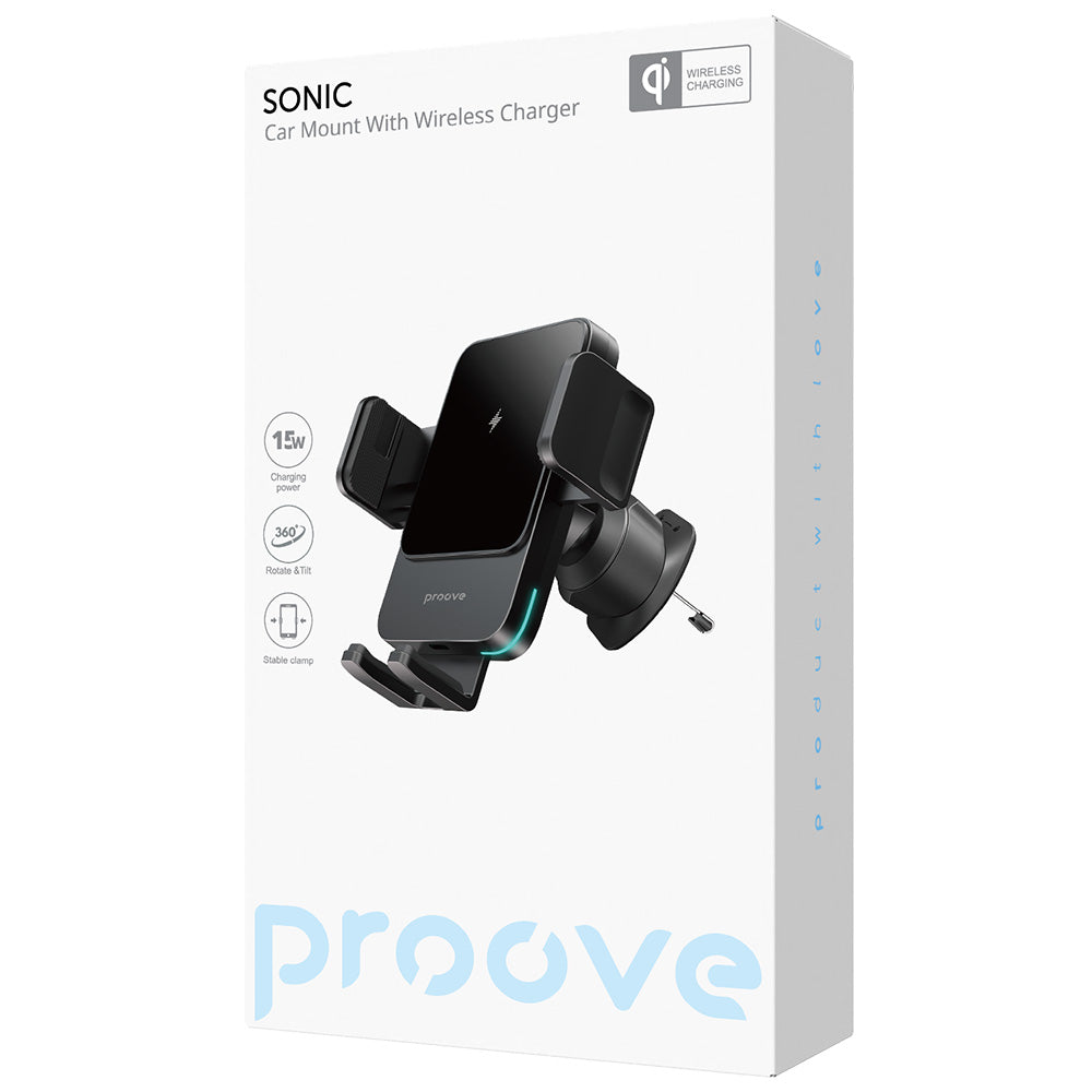 Proove Sonic Wireless Car Charger, 15W, 1.67A, Gray WHSN15002001