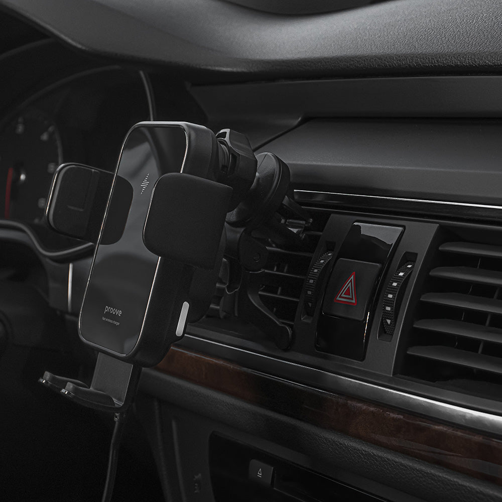 Proove Triple Clamp Wireless Car Charger, 15W, 1.67A, Black WHTC15010001