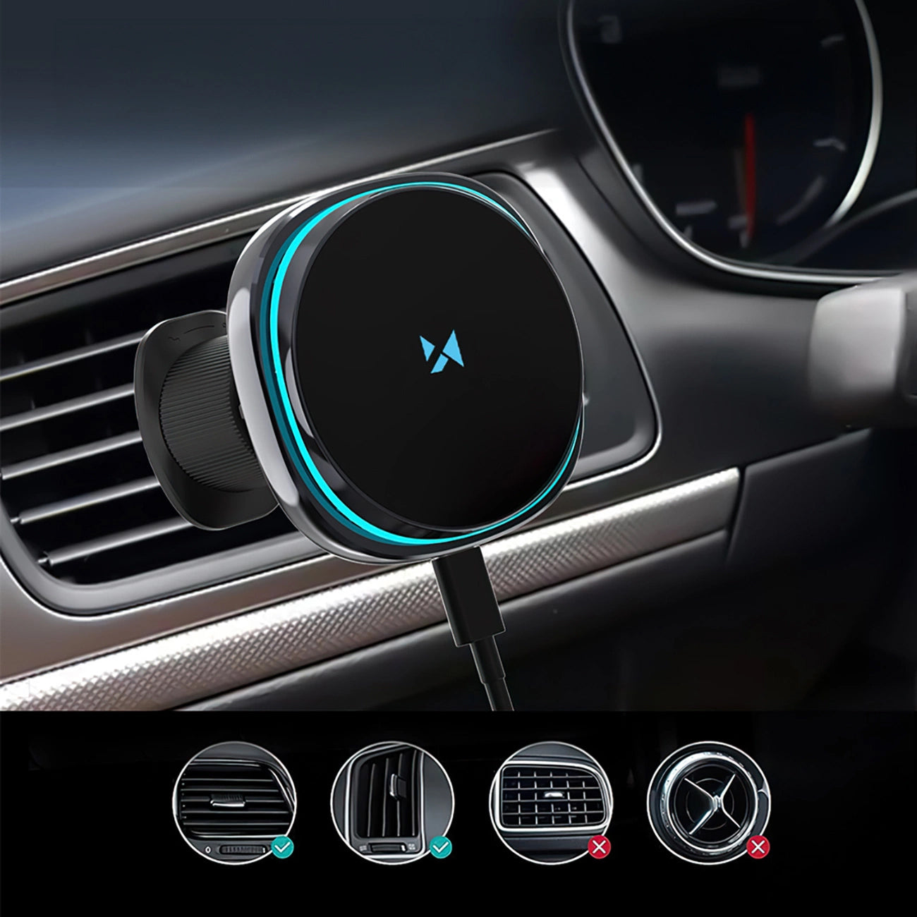 Kfz-Wireless-Ladegerät WZK WCT5-Q6S2Y, 15W, 1.67A, Schwarz