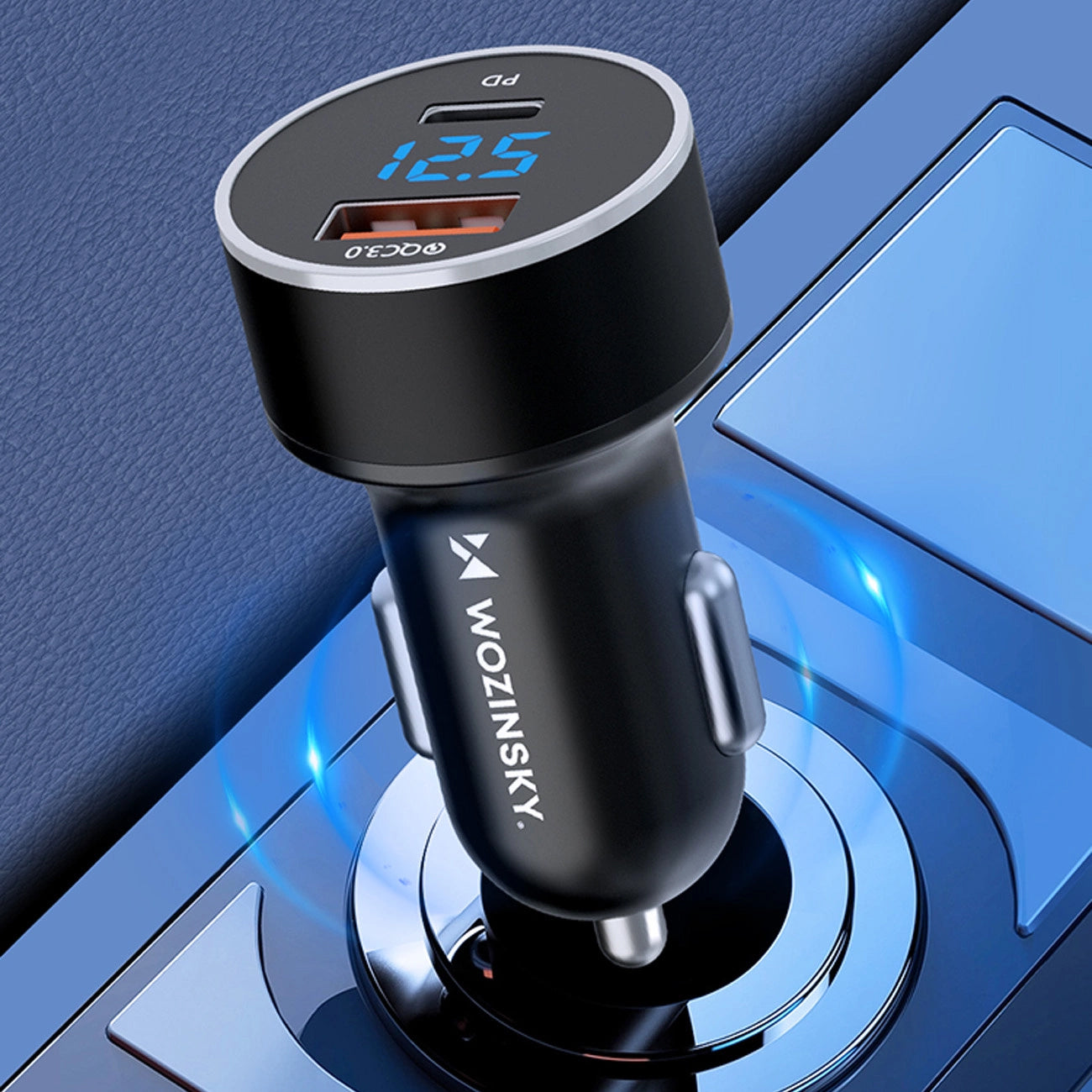 Autoladegerät WZK WDCCAC, 36W, 3A, 1 x USB-A - 1 x USB-C, Schwarz 