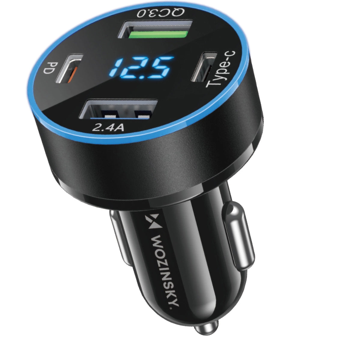 Car Charger WZK WDCCB, 50W, 3A, 2 x USB-A - 2 x USB-C, Black 