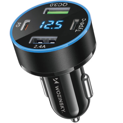 Car Charger WZK WDCCB, 50W, 3A, 2 x USB-A - 2 x USB-C, Black 