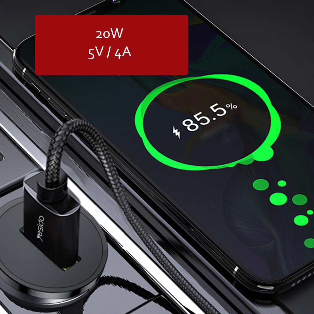 Auto-Ladegerät Yesido Y38, 18W, 3A, 1 x USB-A, Schwarz