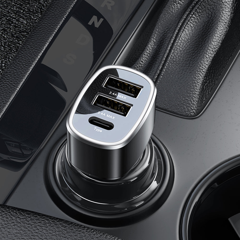 Auto-Ladegerät Yesido Y47, 49W, 3A, 2 x USB-A - 1 x USB-C, Schwarz