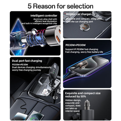 Auto-Ladegerät Yesido Y69, 30W, 3A, 2 x USB-C, Schwarz