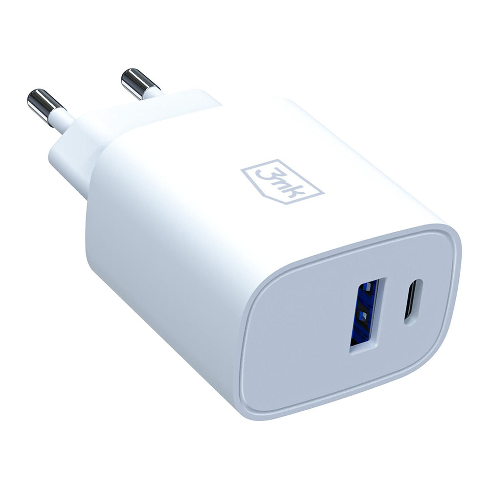 3MK FlowPower Netzladegerät, 30W, 1 x USB-A - 1 x USB-C, Weiß