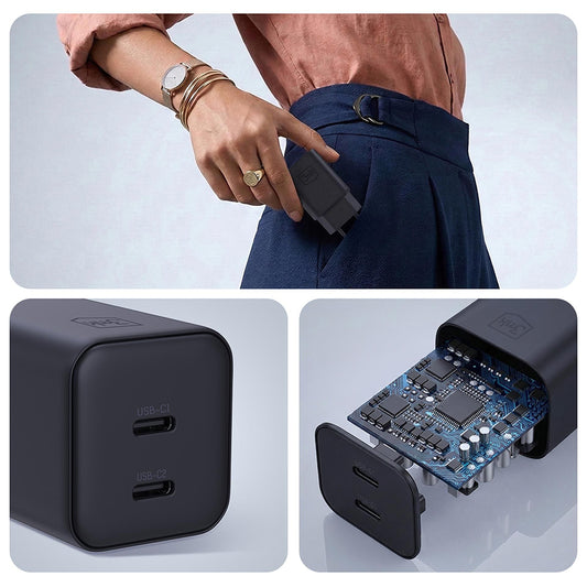 3MK Hyper Netzladegerät, 45W, 2 x USB-C, Schwarz