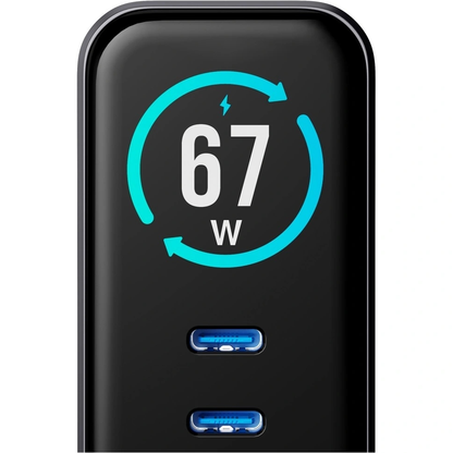 Netzteil 3MK InCharge Lumin Display, 67W, 5A, 1 x USB-A - 2 x USB-C, Schwarz