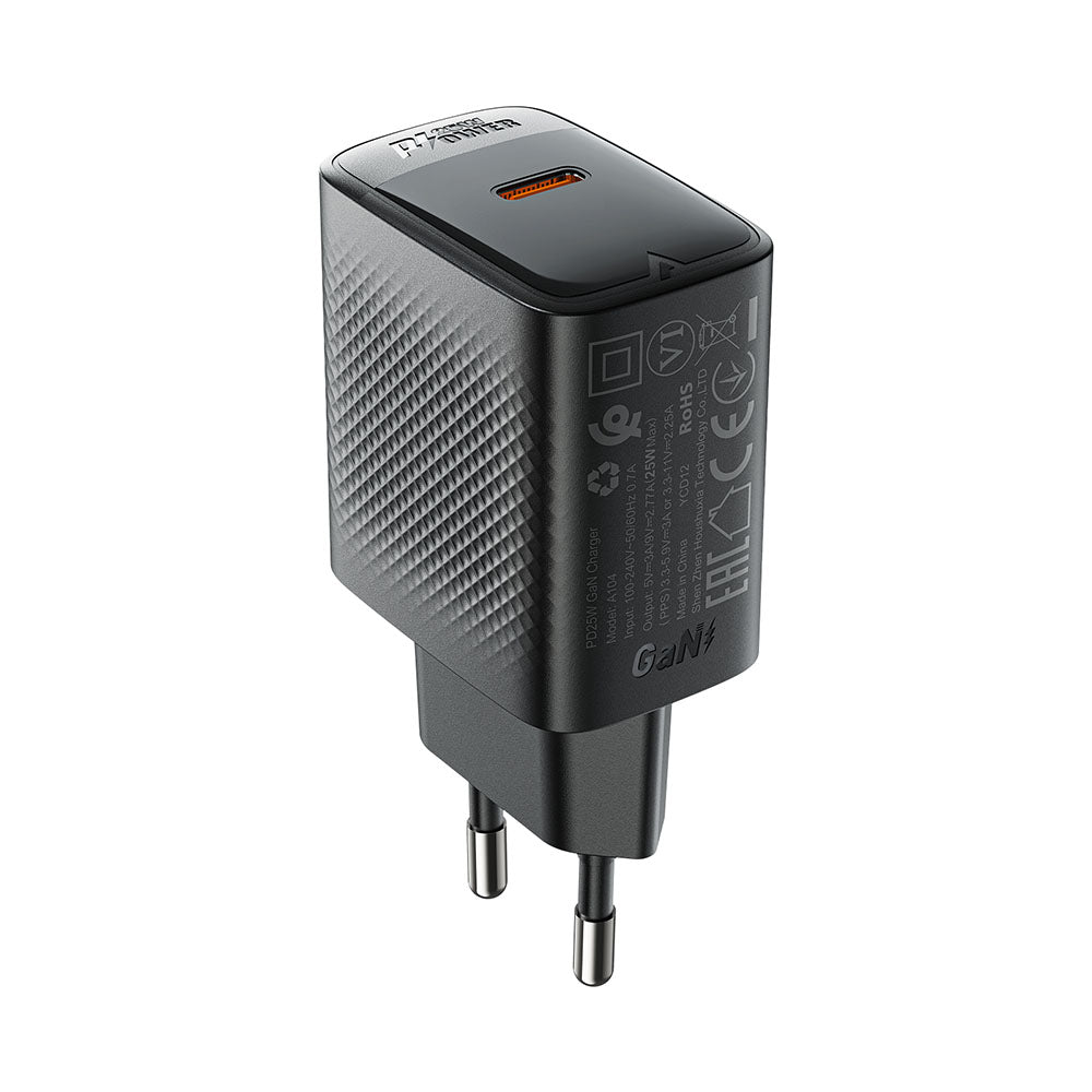 Netzladegerät Acefast A104, 25W, 3A, 1 x USB-C, Schwarz