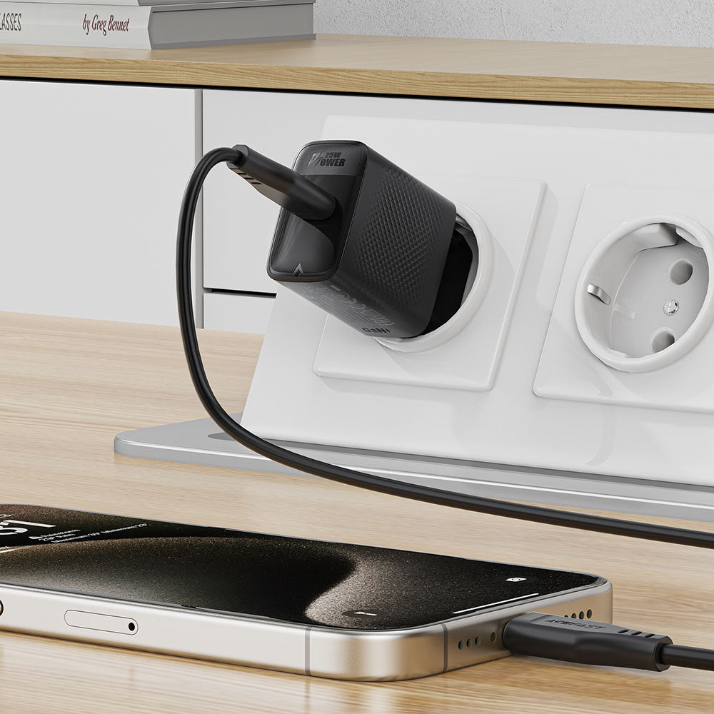 Netzladegerät Acefast A104, 25W, 3A, 1 x USB-C, Schwarz