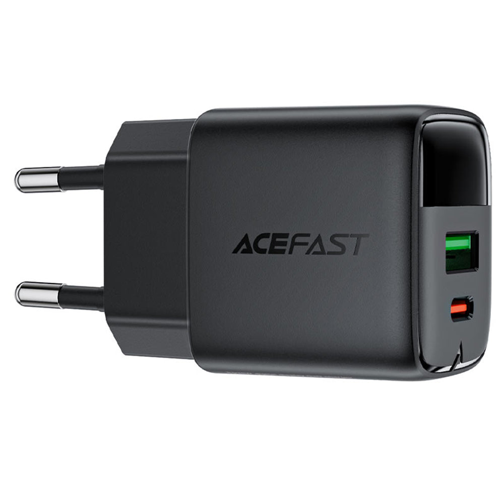 Acefast A116 Display Network Charger, 35W, 3A, 1 x USB-A - 1 x USB-C, Black