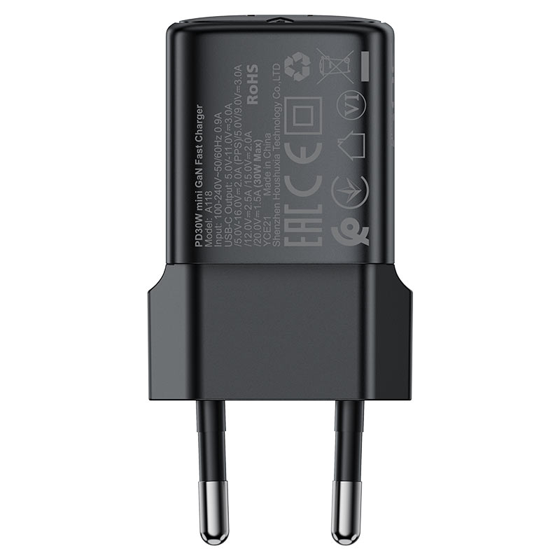 Netzladegerät Acefast A118, 30W, 3A, 1 x USB-C, Schwarz