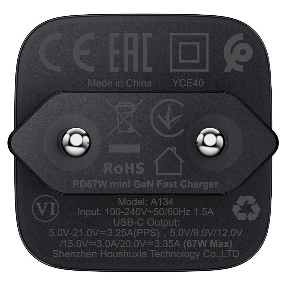 Netzladegerät Acefast A134, 67W, 3.35A, 1 x USB-C, Schwarz