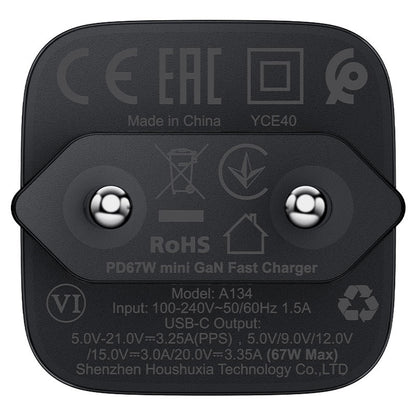 Netzladegerät Acefast A134, 67W, 3.35A, 1 x USB-C, Schwarz