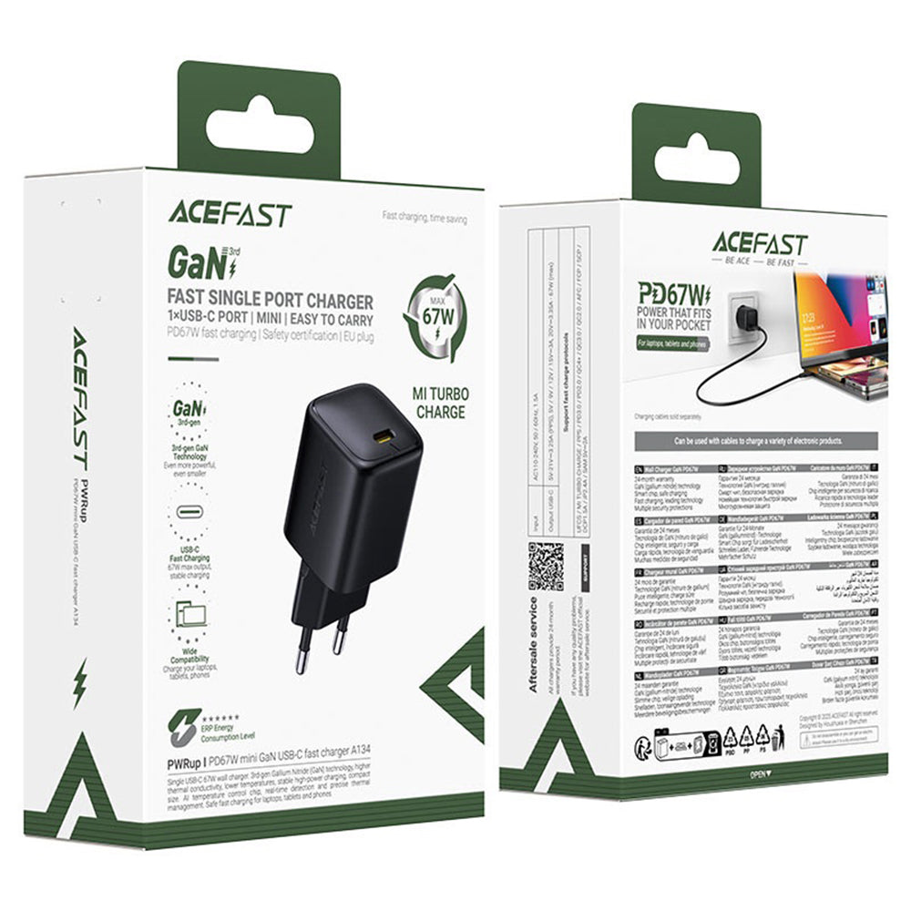 Netzladegerät Acefast A134, 67W, 3.35A, 1 x USB-C, Schwarz