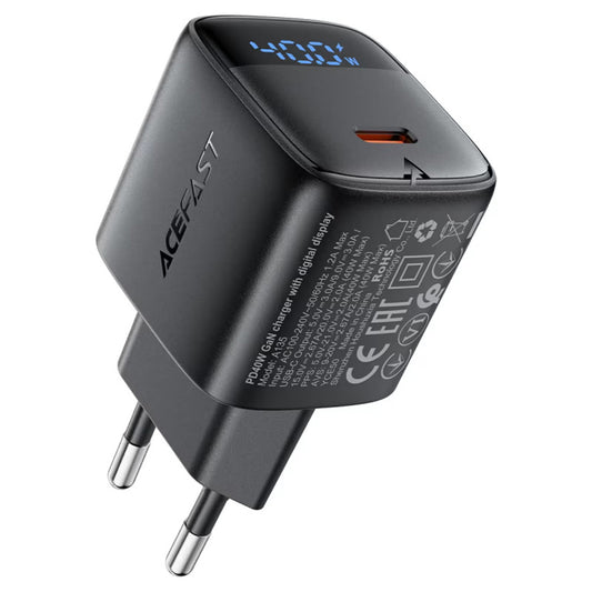 Acefast A135 Netzladegerät Display, 45W, 3A, 1 x USB-C, Schwarz