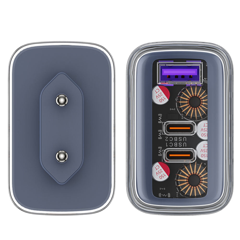 Acefast A45 Exploration Network Charger, 65W, 3.25A, 1 x USB-A - 2 x USB-C, Gray