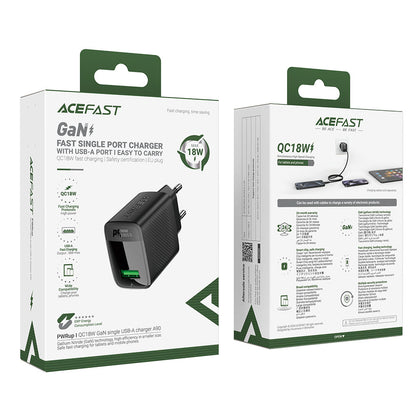 Acefast A90 Network Charger, 18W, 3A, 1 x USB-A, Black
