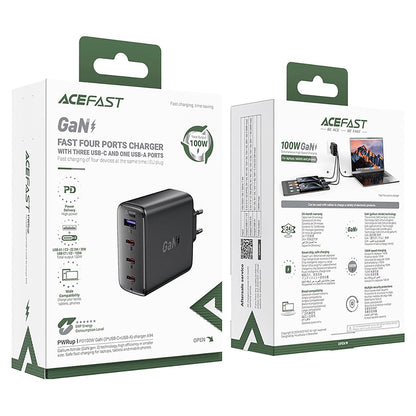 Netzladegerät Acefast A94, 100W, 5A, 1 x USB-A - 3 x USB-C, Schwarz