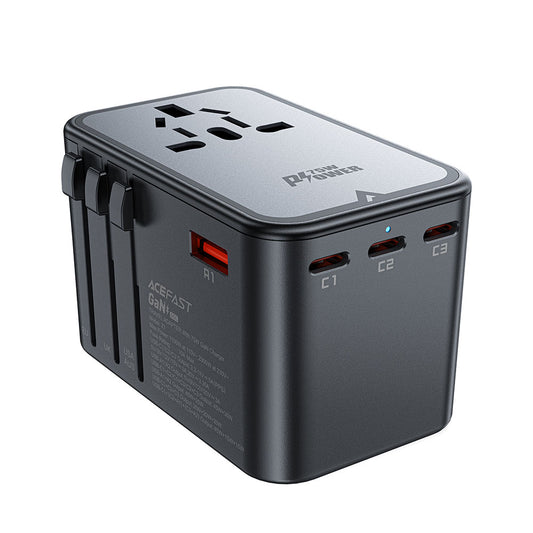 Acefast Travel Z1 Netzladegerät, 75W, 3.35A, 2 x USB-A - 3 x USB-C, Schwarz