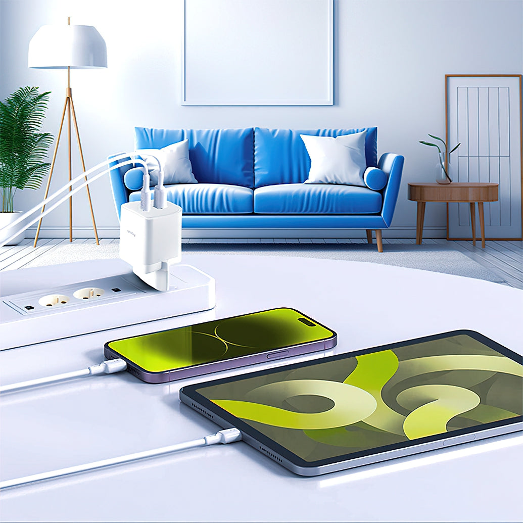 Netzladegerät Allity. ATC-01-45WCC Fast, 45W, 3A, 2 x USB-C, Weiß