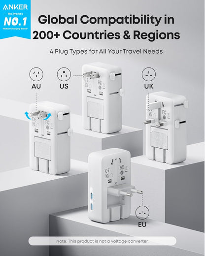 Anker Nano Travel Network Charger, 20W, 3A, 2 x USB-A - 2 x USB-C, White A9215H21