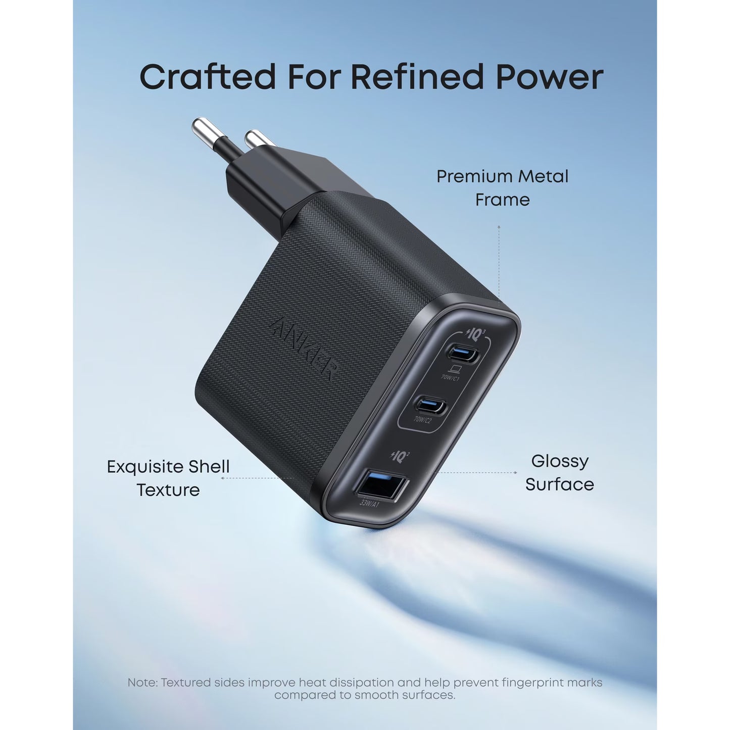 Anker Nano Netzladegerät, 70W, 3.5A, 1 x USB-A - 2 x USB-C, Schwarz A121AL11