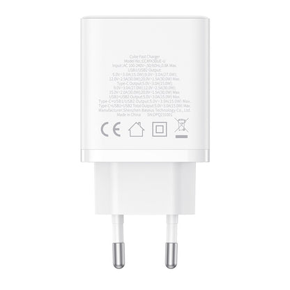 Baseus Cube Netzladegerät, 30W, 3A, 2 x USB-A - 1 x USB-C, Weiß P10111402213-00