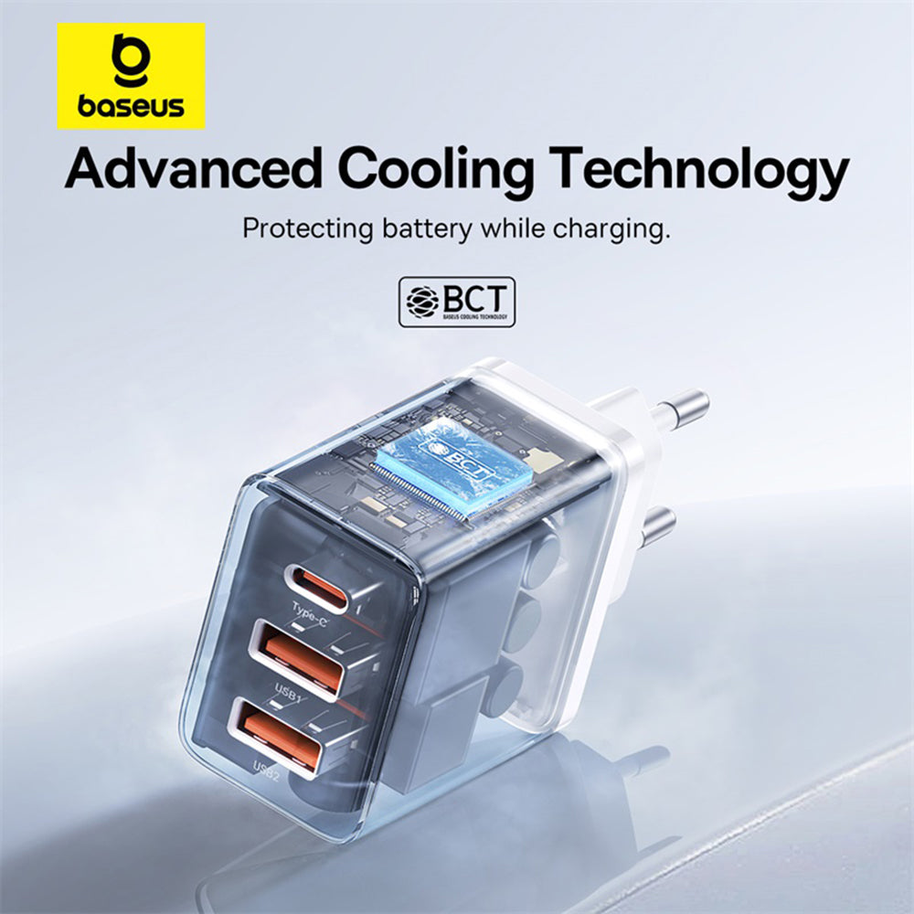 Baseus Cube Netzladegerät, 30W, 3A, 2 x USB-A - 1 x USB-C, Weiß P10111402213-00