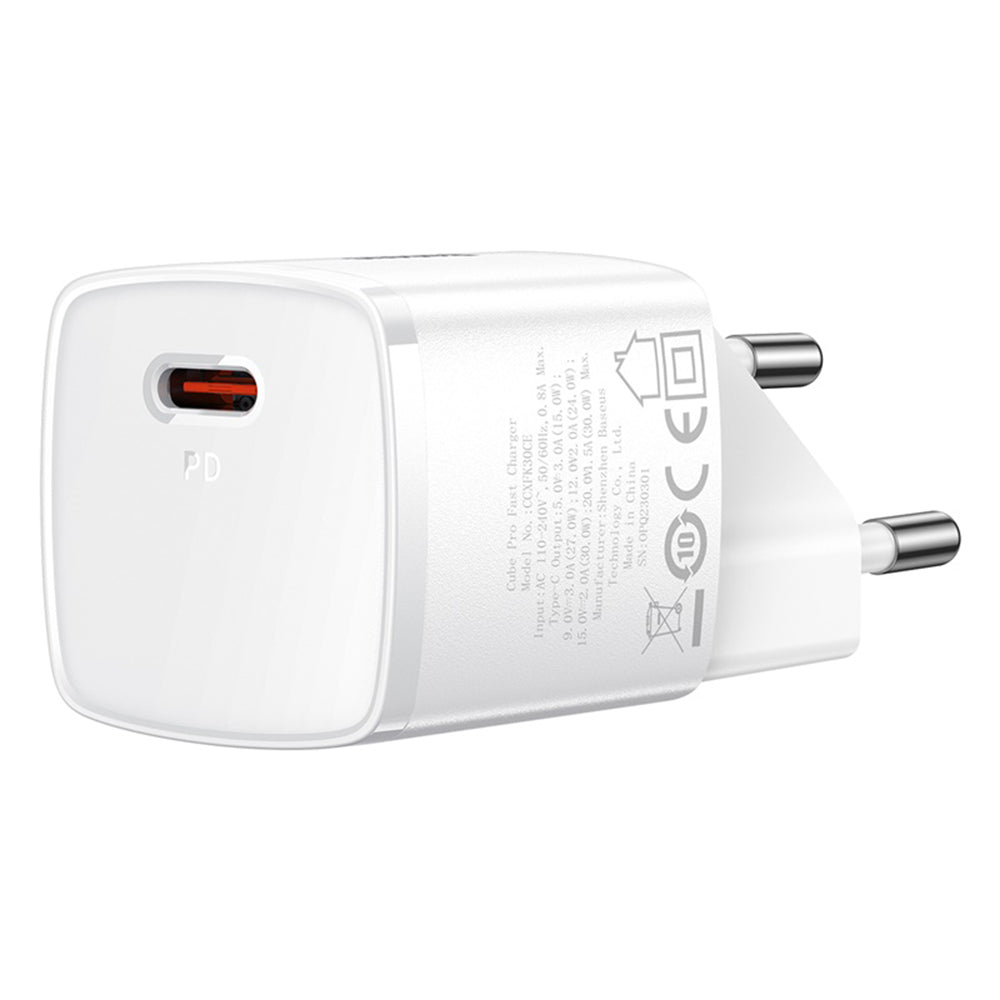 Baseus Cube Pro Network Charger, 30W, 3A, 1 x USB-C, White CCXF000302