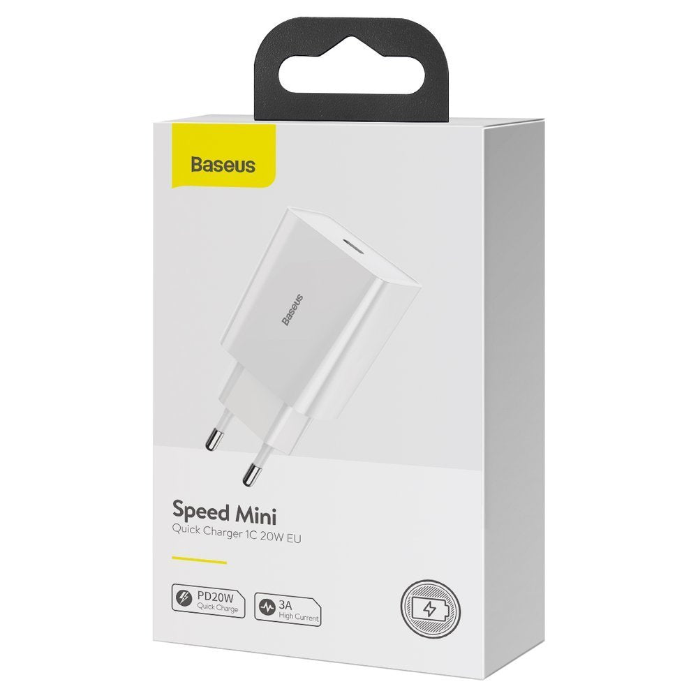 Netzladegerät Baseus Speed Mini, 20W, 3A, 1 x USB-C, Weiß CCFS-SN02