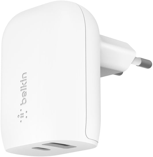 Belkin BoostCharge Dual Netzladegerät, 37W, 3A, 1 x USB-A - x USB-C, Weiß WCB007vfWH