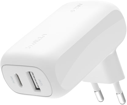 Belkin BoostCharge Dual Netzladegerät, 42W, 3A, 1 x USB-A - 1 x USB-C, Weiß WCB009vfWH