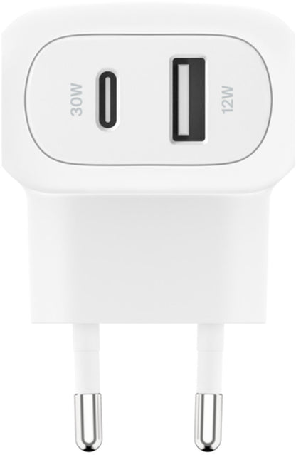 Belkin BoostCharge Dual Netzladegerät, 42W, 3A, 1 x USB-A - 1 x USB-C, Weiß WCB009vfWH