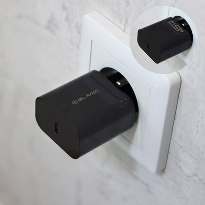 Netzladegerät Blavec BC-7, 45W, 3A, 1 x USB-C, Schwarz