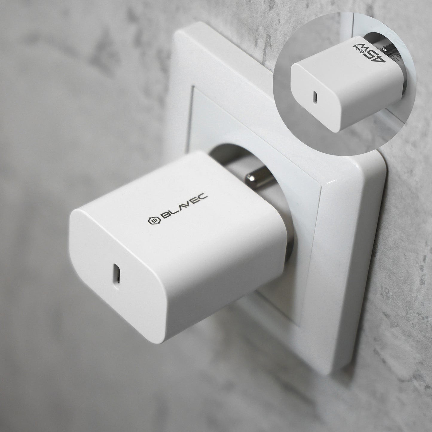 Netzladegerät Blavec BC-7, 45W, 3A, 1 x USB-C, Weiß