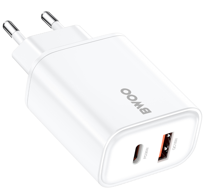 Netzladegerät BWOO CDA207, 36W, 3A, 1 x USB-A - 1 x USB-C, Weiß