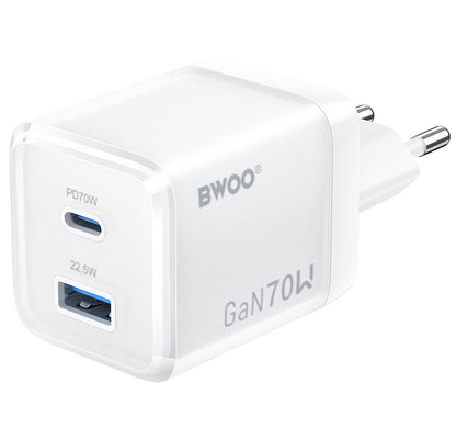 Netzladegerät BWOO CDA224, 70W, 3.25A, 1 x USB-A - 1 x USB-C, Weiß