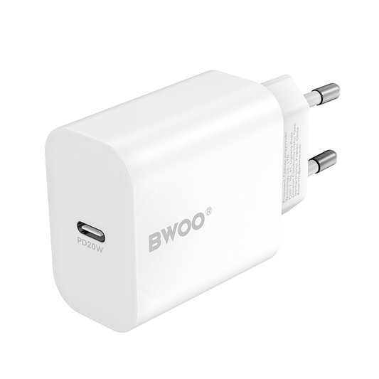 Netzladegerät BWOO CDA233, 20W, 3A, 1 x USB-C, Weiß