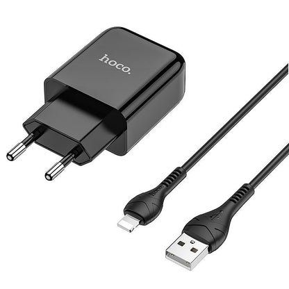 Netzladegerät mit Lightning-Kabel HOCO N2, 10W, 2A, 1 x USB-A, Schwarz