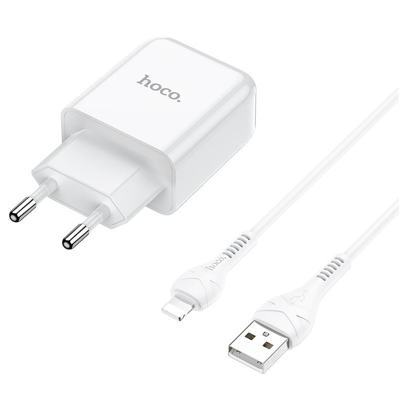 Netzladegerät mit Lightning-Kabel HOCO N2, 10W, 2A, 1 x USB-A, Weiß