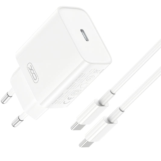 Netzladegerät mit USB-C Kabel XO Design CE15, 20W, 3A, 1 x USB-C, Weiß