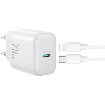 Netzladegerät mit Lightning-Kabel Joyroom JR-TCF20, 20W, 3A, 1 x USB-C, Weiß