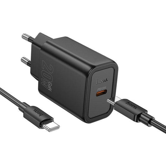 Netzladegerät mit USB-C Kabel HOCO N60, 20W, 3A, 1 x USB-C, Schwarz