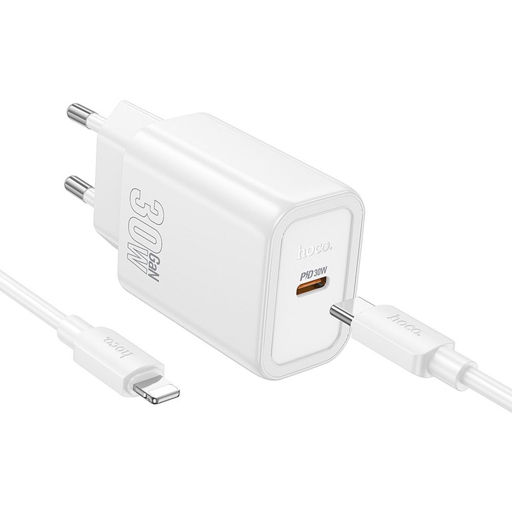 Netzladegerät mit Lightning-Kabel HOCO N62, 30W, 3A, 1 x USB-C, Weiß