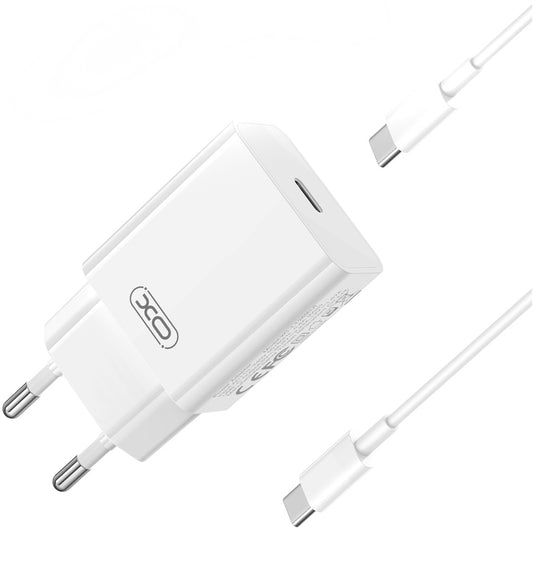 Netzladegerät mit USB-C Kabel XO Design L126, 20W, 3A, 1 x USB-C, Weiß