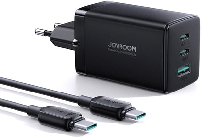 Netzladegerät mit USB-C Kabel Joyroom TCG01, 65W, 3.25A, 1 x USB-A - 2 x USB-C, Schwarz