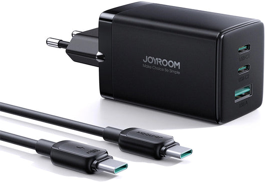 Netzladegerät mit USB-C Kabel Joyroom TCG01, 65W, 3.25A, 1 x USB-A - 2 x USB-C, Schwarz